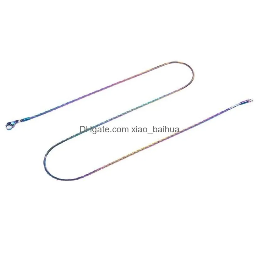 necklace rainbow stainless steel 1.5mm snake bone chain punk jewelry accessories