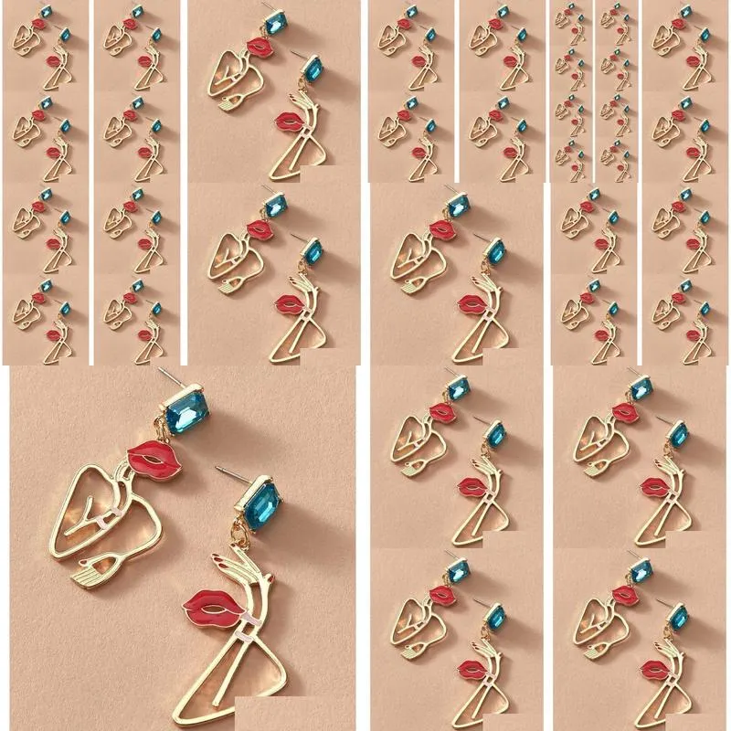 earrings 6 pair /lot jewelry fashion retro human body contour alloy texture abstract figure outline earring