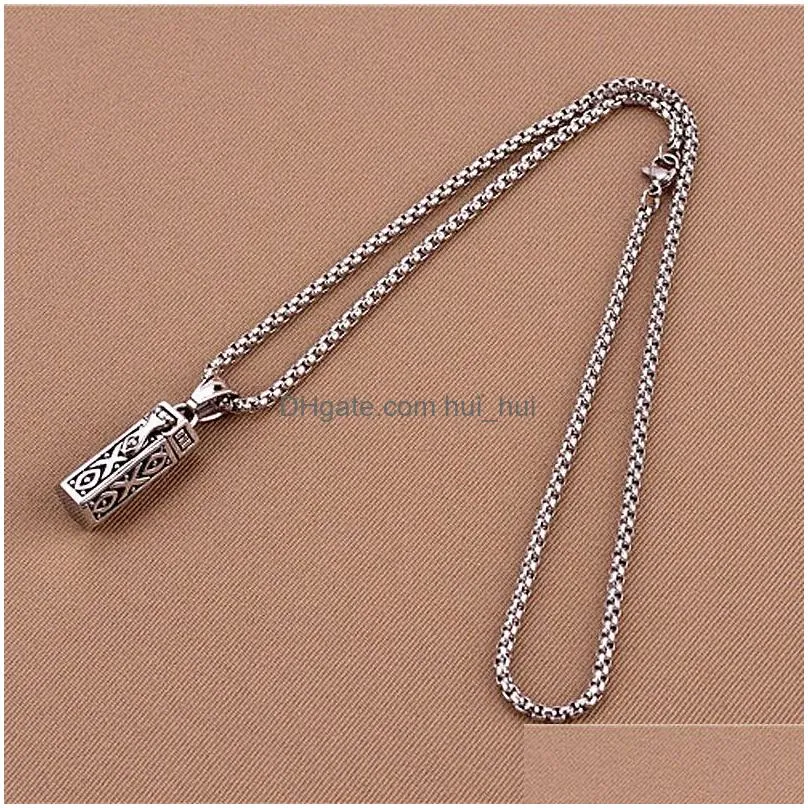 titanium vintage ash box pendant jewelry pet urn cremation memorial keepsake openable put in ashes holder capsule chain