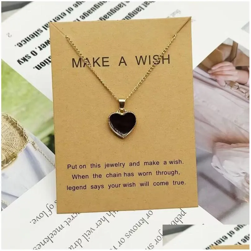 romantic sweet cute colorful heart-shaped pendant necklaces female chain clavicle necklace jewelry gift with paper card