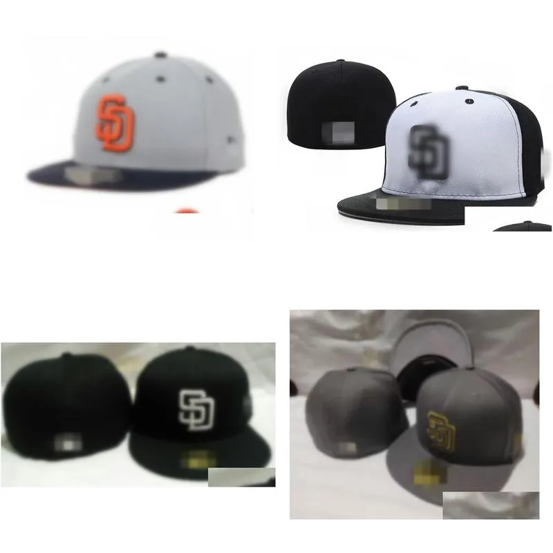 Fashion styles Padres SD letter Baseball caps Newest Casual Gorras Hip Hop Men Women chapeus Fitted Hats hh-6.30