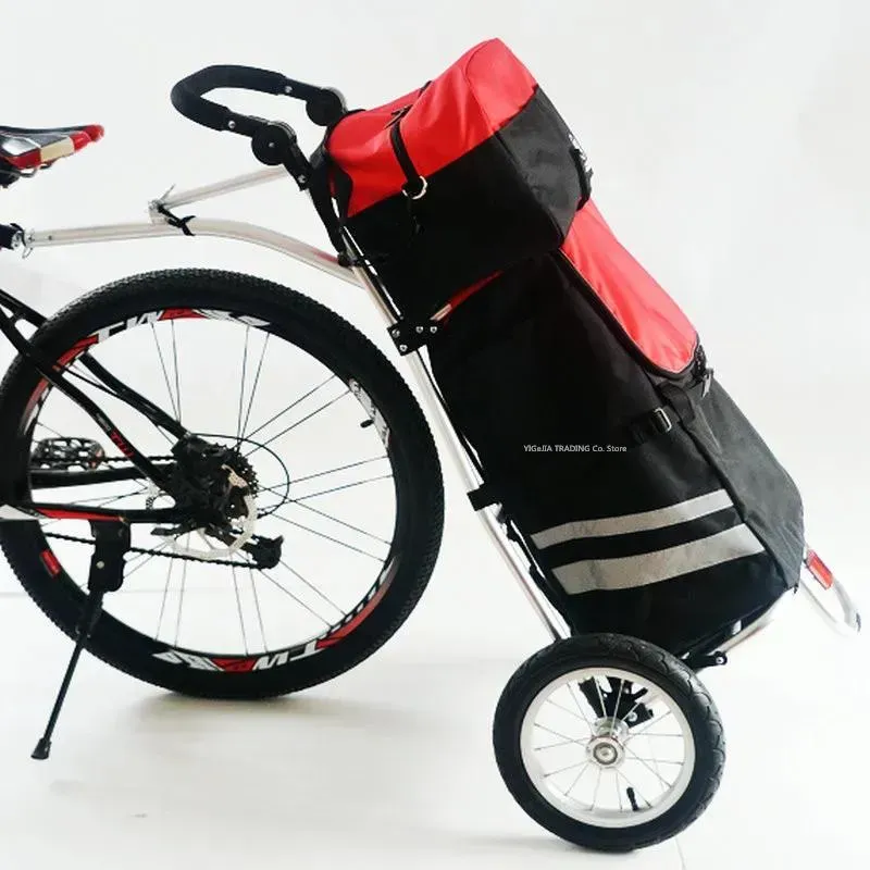 Bags Folding Bike Cargo Trailer with Big Bag and Bike Contacter, Bicycle Trailer, 12 Inch Air Wheel Shopping Trolley Lage Cart