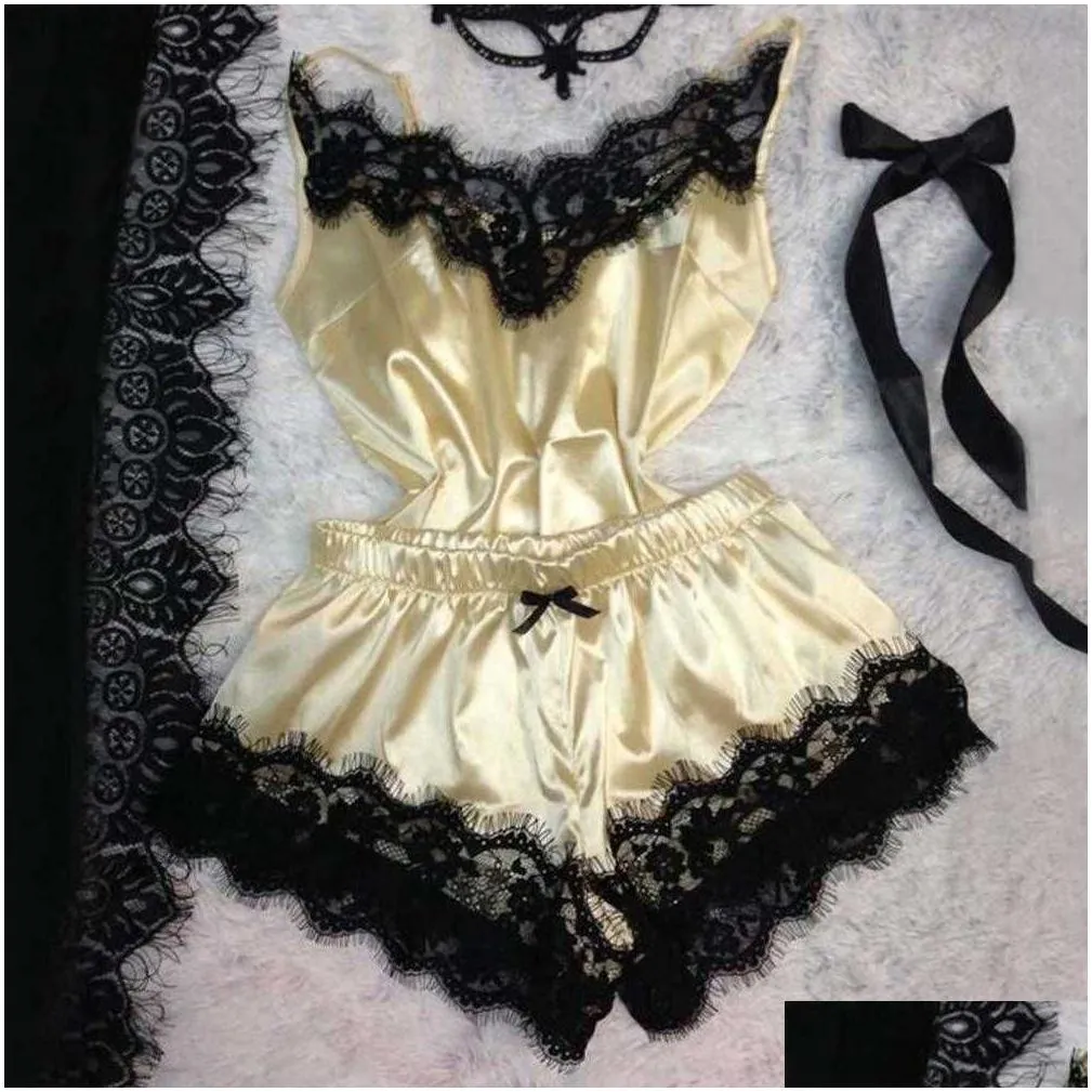 Womens Pajama Set Cute Cami Top And Shorts Two Piece Suits Sexy Lingerie Setsleepwear Sexy Temptation Babydoll Nightwear