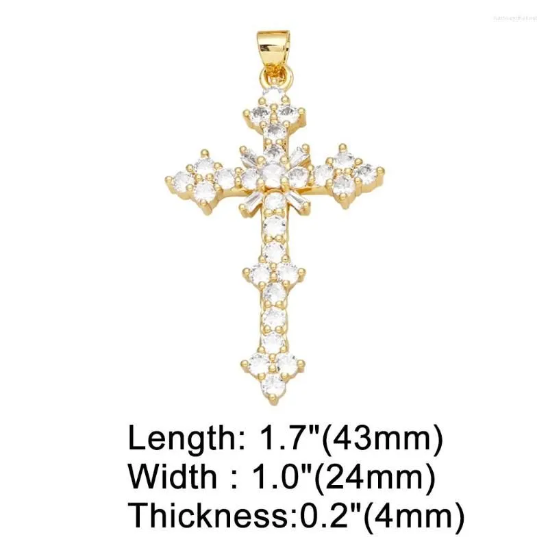 Pendant Necklaces OCESRIO Big Multicolor Crystal Cross For Necklace Copper Gold Plated Crucifix Jewelry Making Supplies Wholesale