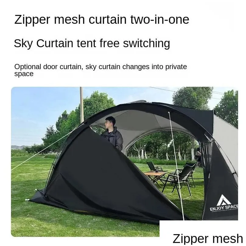 Tents And Shelters YOUSKY Outdoor Tent Black Coated Zipper Dome Canopy Camping Sunshade Sun Protection Pavillons