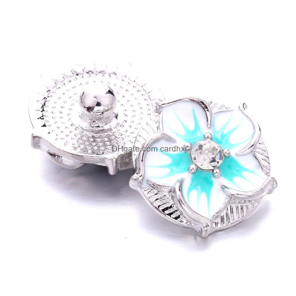 Clasps & Hooks Rhinestone Metal Flower 18Mm Snap Buttons Charms For Button Jewelry Drop Delivery Findings Components Dhlta