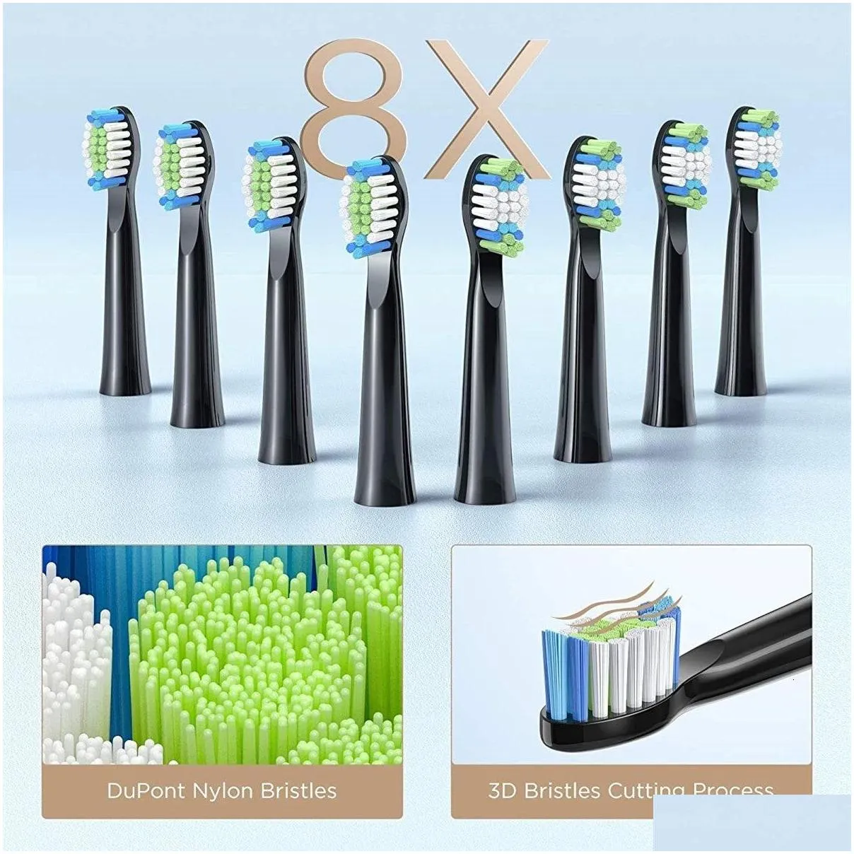 Toothbrush Fairywill Sonic Electric Toothbrush E11 Waterproof USB Charge Rechargeable Electric Toothbrush 8 Brush Replacement Heads Adult