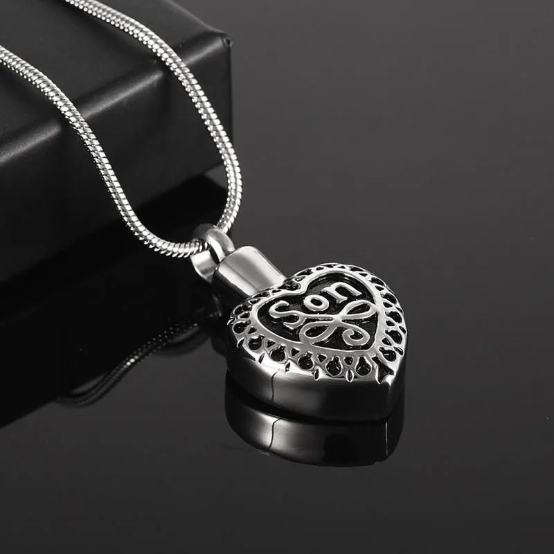 Pendant Necklaces Retro Heart Urn Family Member Loss Keepsake Urns Memorial Jewelry Hold Ashes Cremation Necklace For JewelryPendant
