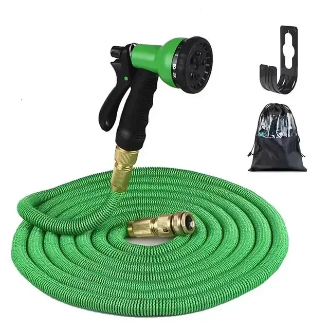 Garden Hoses Quick Metal Connector Expandable Garden Hose with 8 Function Nozzle Flexible Expandable Garden Hose Lightweight No-Kink