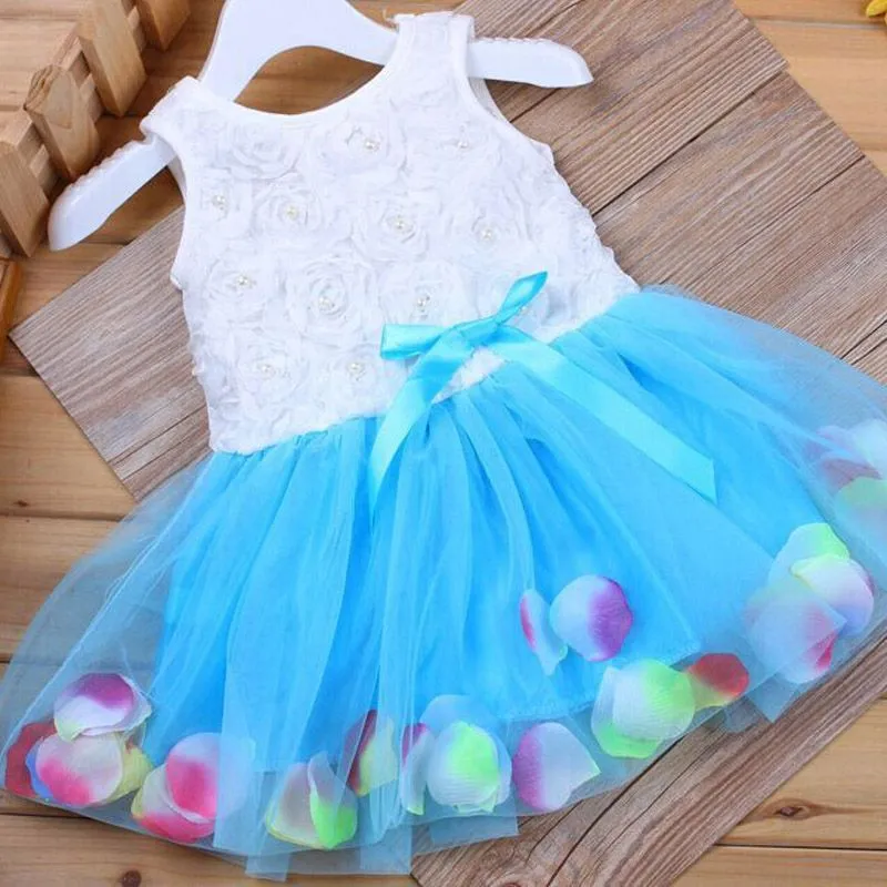 Summer Flower Baby Girls Dress Sleeveless Newborn Princess Dress Coon Bow 1 Year Birthday Dress Infant Clothing