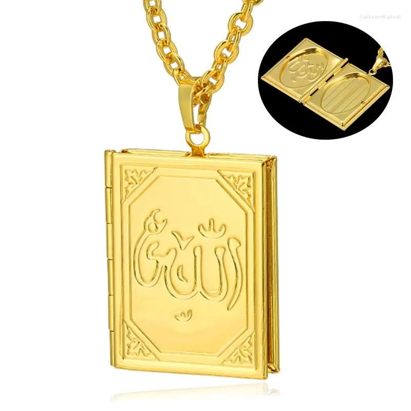 Pendant Necklaces Unique Gold Plated Muslim Po Frame Necklace Islamic Jewelry Personality Punk Hip Hop Party Gifts
