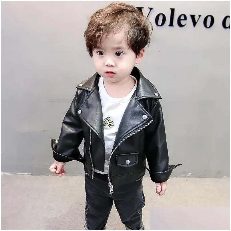 Jackets Boys Leather Jacket Solid Color Boy Coats Kids Casual Style Children Spring Autumn Clothes For