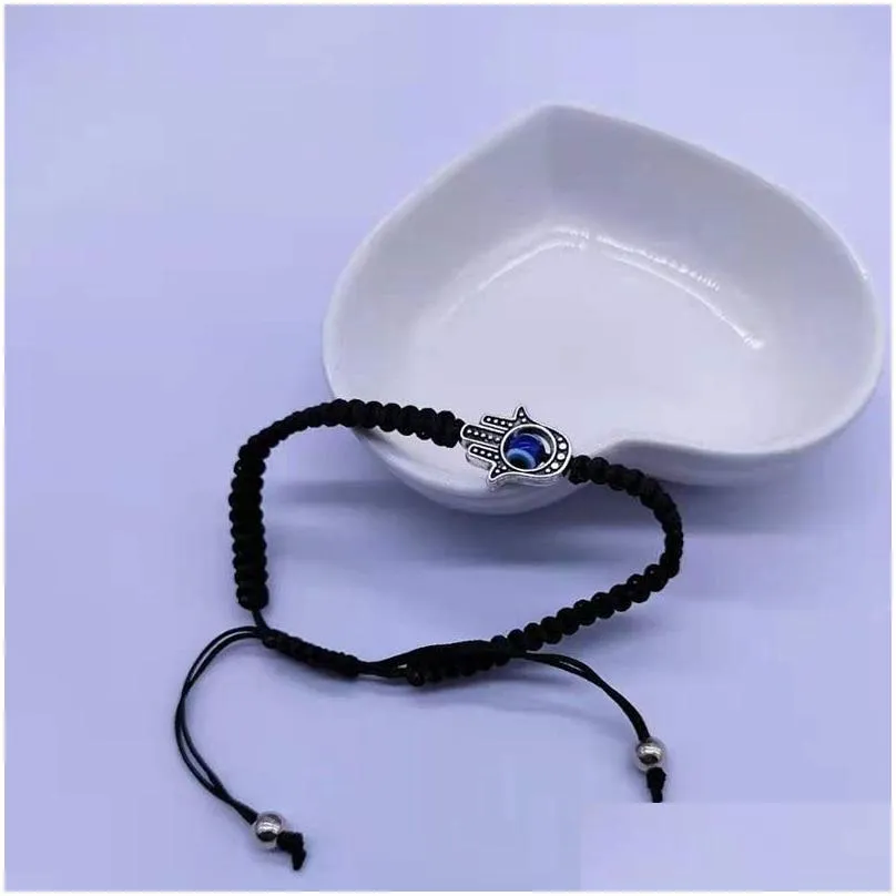 handmade braided rope blue eye charm bracelets fatima hand-woven men women rope chain bracelet jewelry gift in bulk