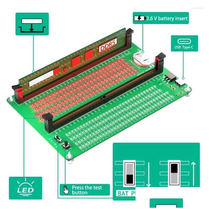 Computer Cables Desktop DDR5 RDIMM UDIMM Memory Adapter Test Card With LED Indicators