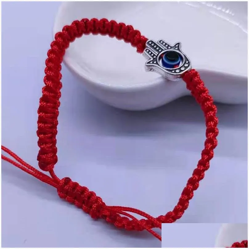 handmade braided rope blue eye charm bracelets fatima hand-woven men women rope chain bracelet jewelry gift in bulk