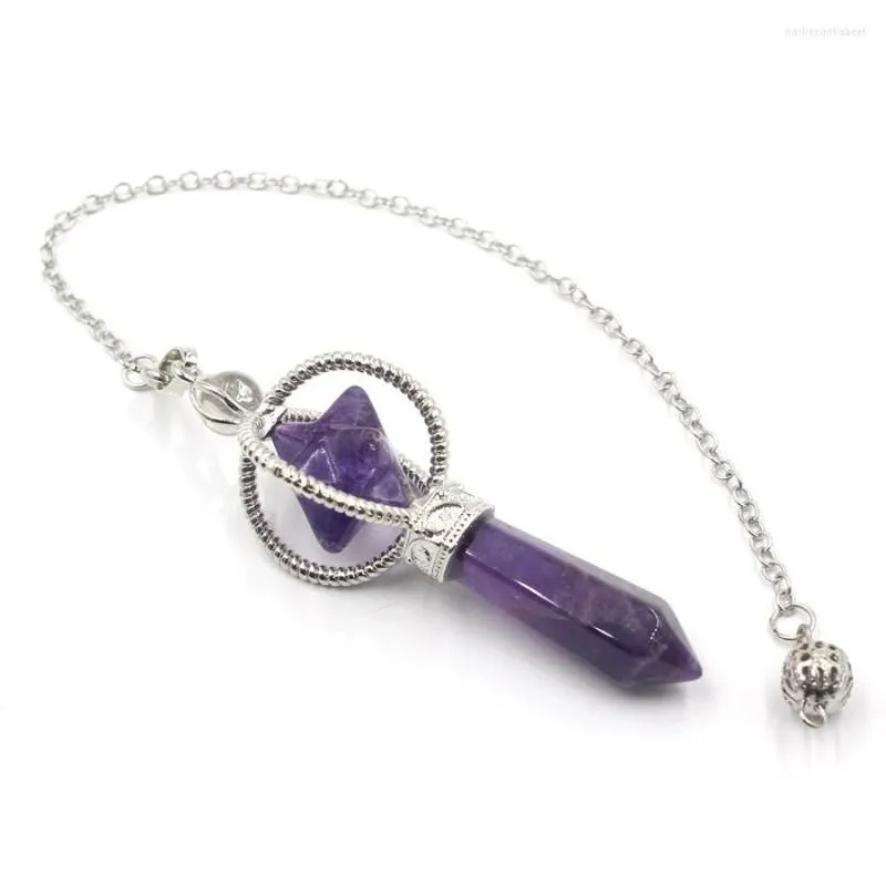 Pendant Necklaces Merkaba Divination Pendulum Reiki Healing Natural Quartz Stone Lapis Opal Purple Crystal Wicca Energy Spiritual