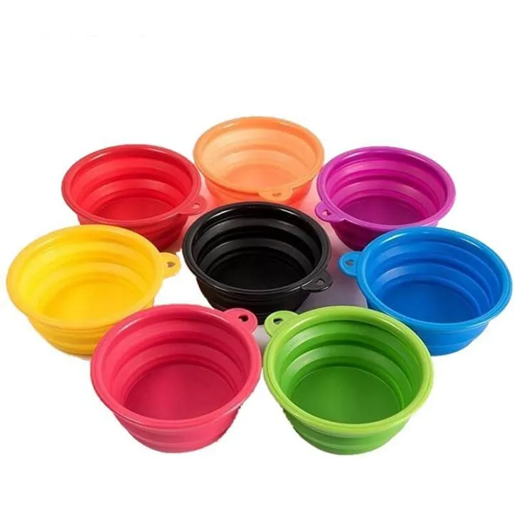 500pcs Pet Dog Cat Bowl Puppy Drinking Collapsible Easy Take Outside Feeding Water Feeder Travel Bowl Dish Wholesale