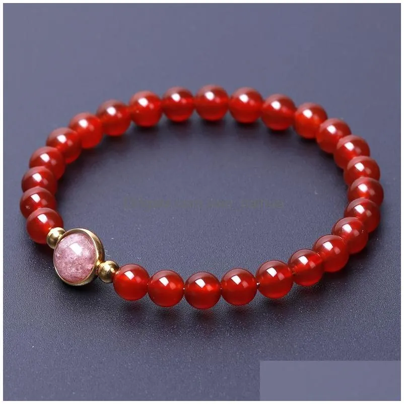 this year red agate transfer bead bracelet strawberry crystal recruit peach blossom amethyst simple delicate bracelet female