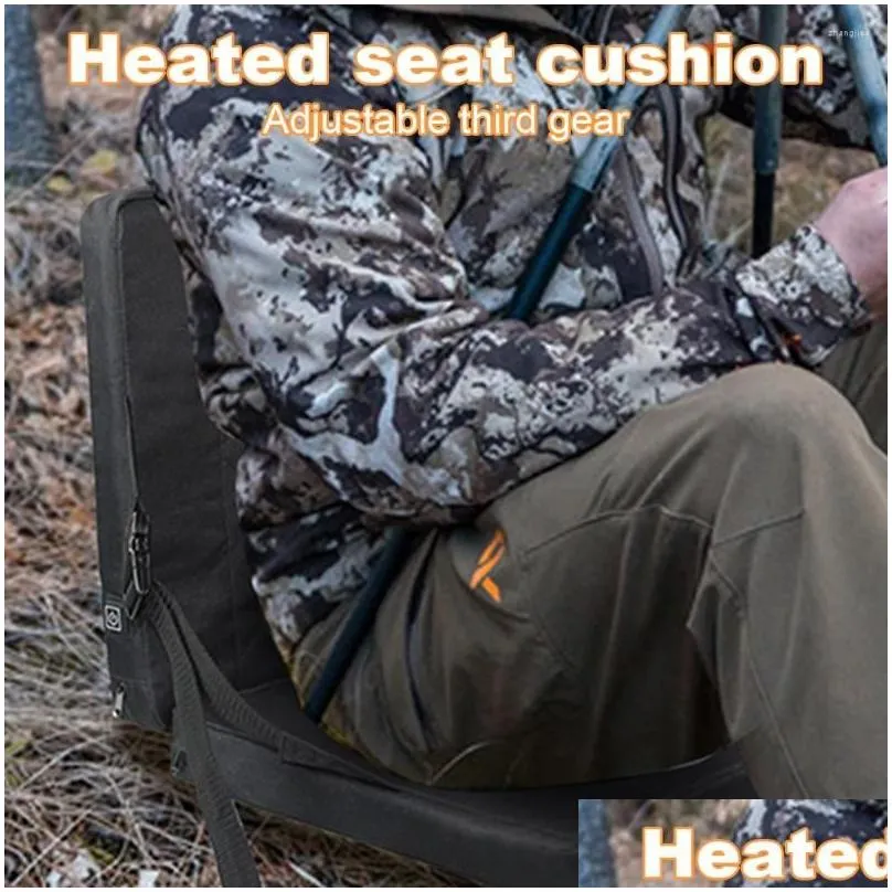 Camp Furniture Foldable Camping Chair Heated Cushion Portable With Pocket 3 Speed Temperature USB Charging For Outdoor Travel Fishing