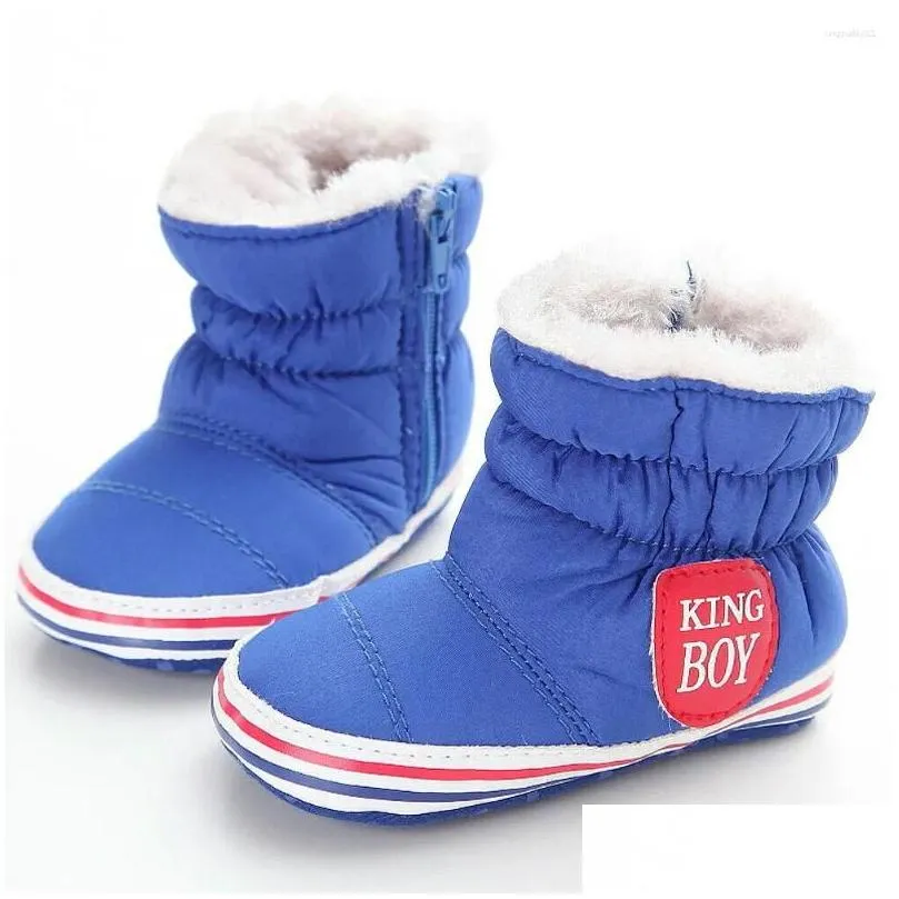 Boots Toddler Baby Boys Shoes Soft Crib Sole Born Kids Babe Winter Warm Casual Black Gray Blue 0-18M