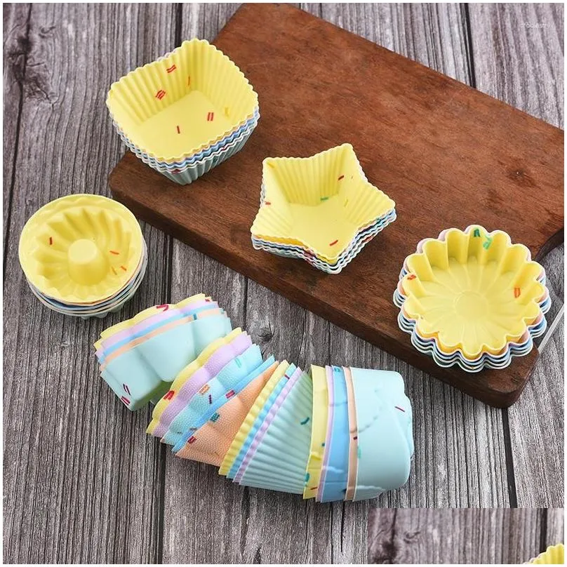 Baking Moulds Mods 5Pcs Sile Cake Cupcake Mold Cup Tool Muffin Cups Bakeware Kitchen Tools Accessories Drop Delivery Home Garden Kitch Dhq0J