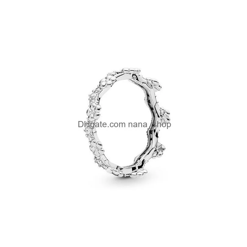 Band Rings Memnon Jewelry Ring 925 Sterling Sier Enchanted Flower Crown For Women Promise Daisy Hearts Anillos Drop Delivery Dhgwx