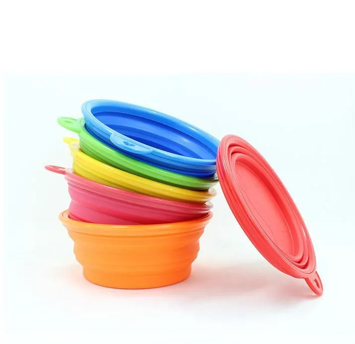 500pcs Pet Dog Cat Bowl Puppy Drinking Collapsible Easy Take Outside Feeding Water Feeder Travel Bowl Dish Wholesale