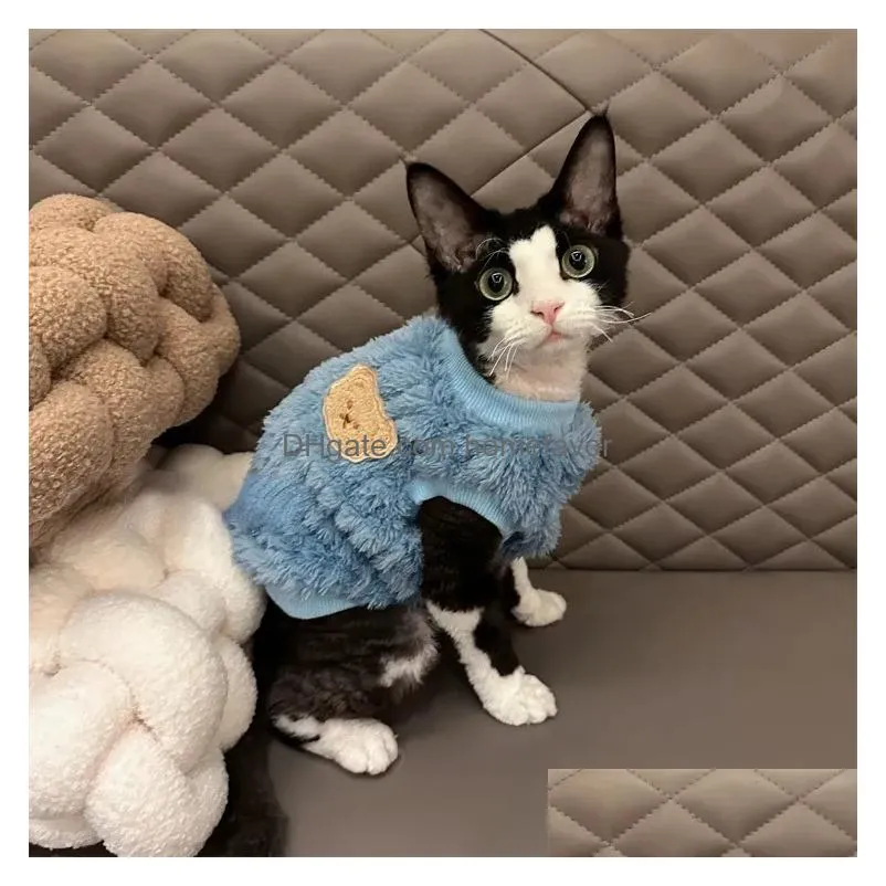 clothing autumn sphynx clothes for cat winter warm velvet thickening kitten vest clothes soft sweet vest kitten dog coat outwear