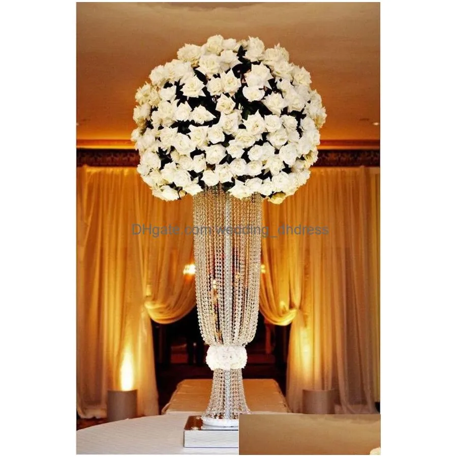 gold silver candle wedding decoration holders crystal metal candlestick flower vase table centerpiece event flower rack road lead