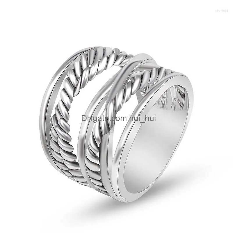 cluster rings jade angel white gold plated brass twisted cable crossover collection ring for women men stylish chic design jewelry