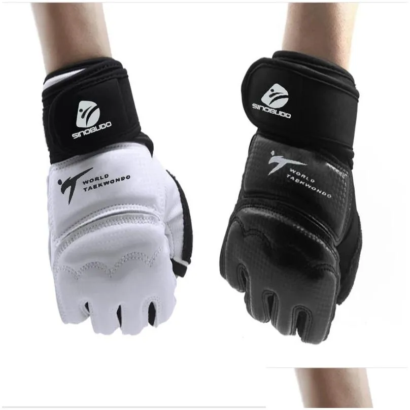 Products HighQuality Taekwondo WT Pu Hand Gloves Protector Guard Adult Kid Karate Boxing Palm Protector Gear Suit Blue/Black/White