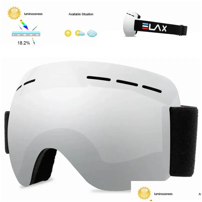 Goggles ELAX BRAND NEW Outdoor Sport Ski Goggles Ski Mask Skiing Glasses Snow Snowboard Googles Men Women Snowmobile Eyewear