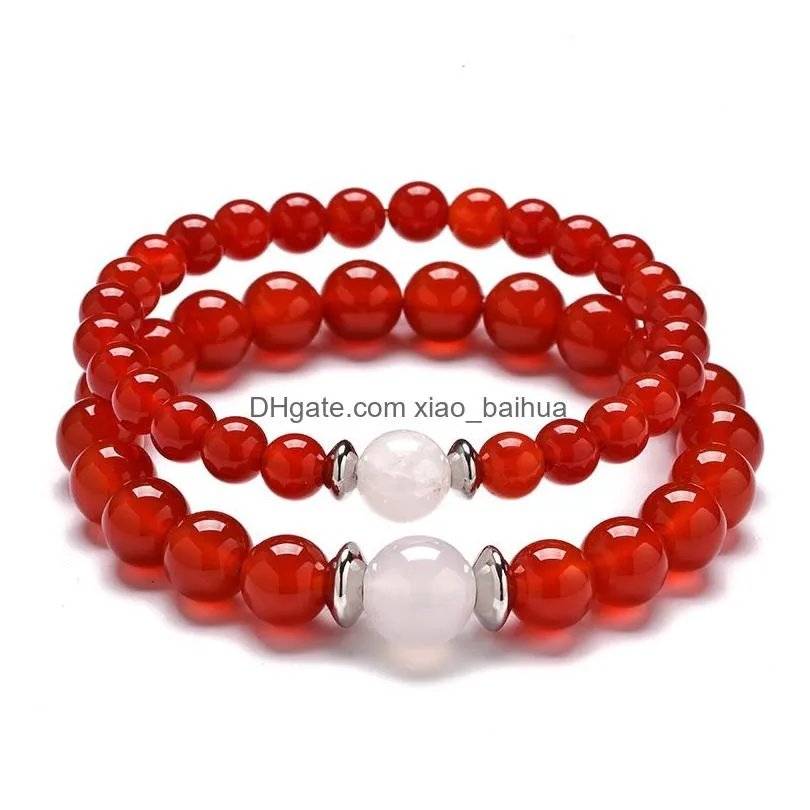 bijoux mode nouveau - net bijoux rouge pierre agate bracelet amoureux transfert perles cristal cette annees bracelets et bracelets