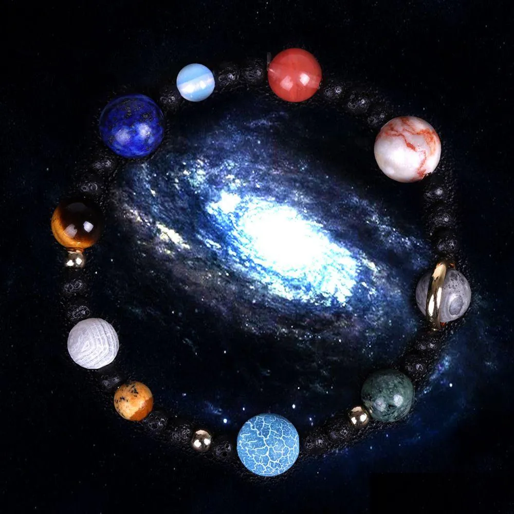 space star top ten stone planetary bracelet galaxy interstellar handstring jewelry