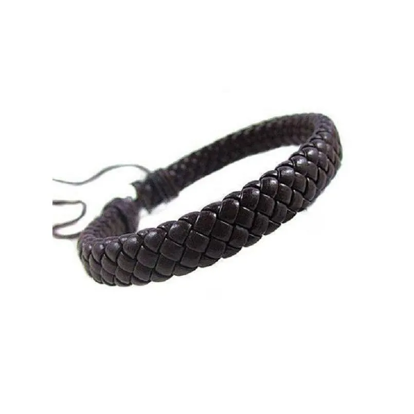 handmade woven cowhide charm bracelets for men women multi colors leather hip hop bracelet couple jewelry accessories bulk price