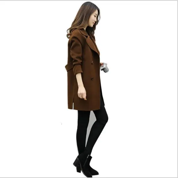 Women`s Wool Blends Autumn and Winter Temperament Women`s Woolen Coat Women`s Slim Fit Mid length Woolen Coat 231030