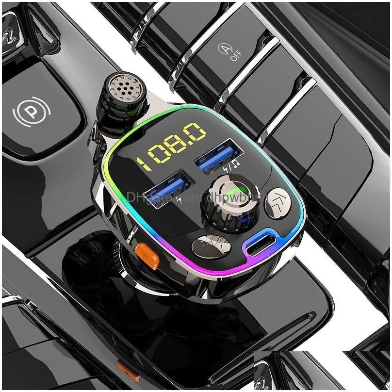 Bluetooth Car Kit  Wireless Bt 5.0 Fm Transmitter Hands Calling With 5V/3.6A Pdadddouble Usb Ports Drop Delivery Mobiles Moto