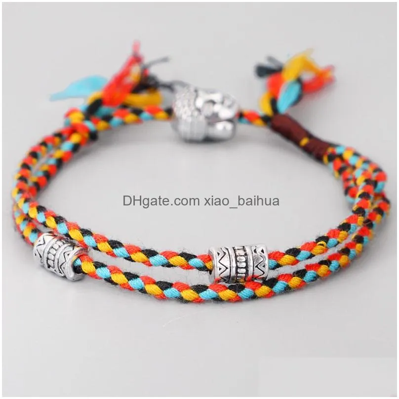 tibetan buddha head bracelet hand rubbing wen play line hand rope hand woven cotton couple bracelet