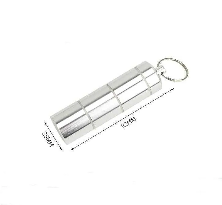 200pcs Outdoor Portable Waterproof Outdoor Medicine Pill Container Aluminum Case Keychain Metal Waterproof Box Case