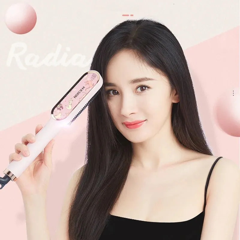 Electric Hair Brushes Straightening Straightener Brush Flat Iron Curler Modeling Styling Tool Basiqe Sleek Plus Comb For 240315