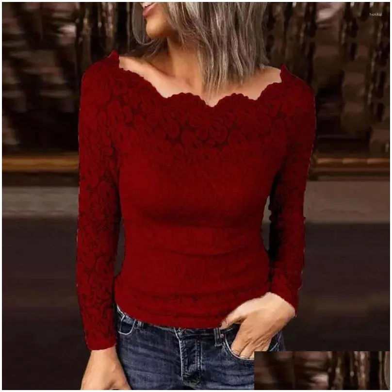 Women`s Blouses Women Solid Color Top Chic Off-shoulder Lace Elegant Streetwear For Slim Fit Style Off Shoulder Tops