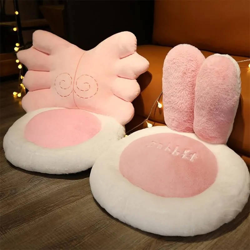 Cushion/Decorative Pillow E9LA Cute Wings Chair Cushion Stuffed Desk Seat Warm Comfort Plush Back Pillows For Support Waist Backrest W