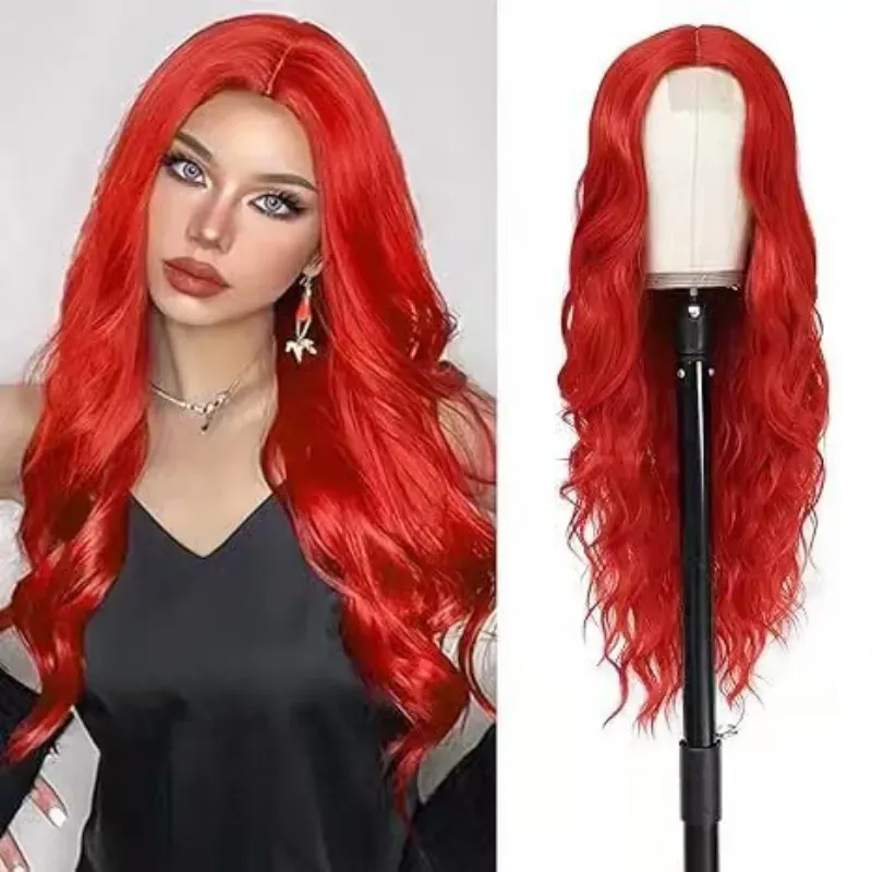 Long Deep Wave Full Lace Front Wigs Human Hair curly hair 2 styles pink and red color wigs female lace wigs synthetic natural hair lace wigs fast