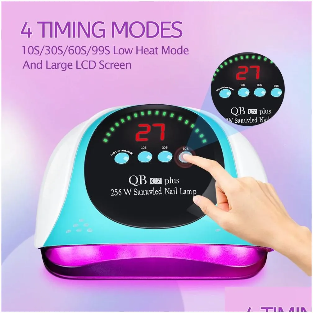 Nail Dryers 256W UV LED Red Light Nail Lamp for Gel Nail Polish With 57 Lamp Beads Auto Sensor and 4 Timers Professional LED Nail Dryer