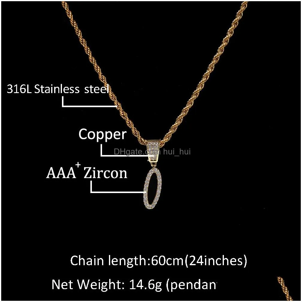 iced out custom cursive writing initial letters pendant necklace with 24inch rope chain cubic zirconia for men hiphop jewelry2825936