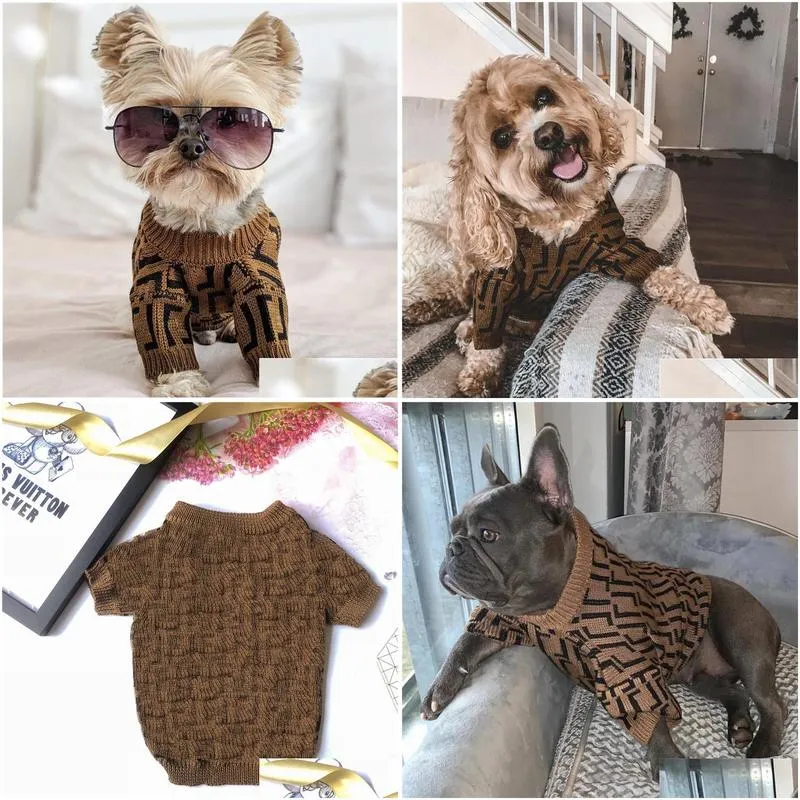 Winter Pet Coat Designer Dog Clothes Cute Puppy Sweaters Letter F Luxury Dogs Clothing Pets Apperal Warm Sweater For Large Dog Outfit