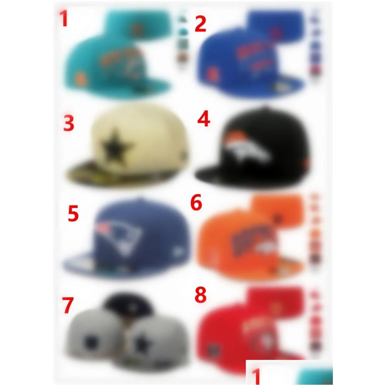 Newest Men`s Foot Ball Fitted Hats Fashion Hip Hop Sport On Field Football Full Closed Design Caps Cheap Men`s Women`s Cap Mix