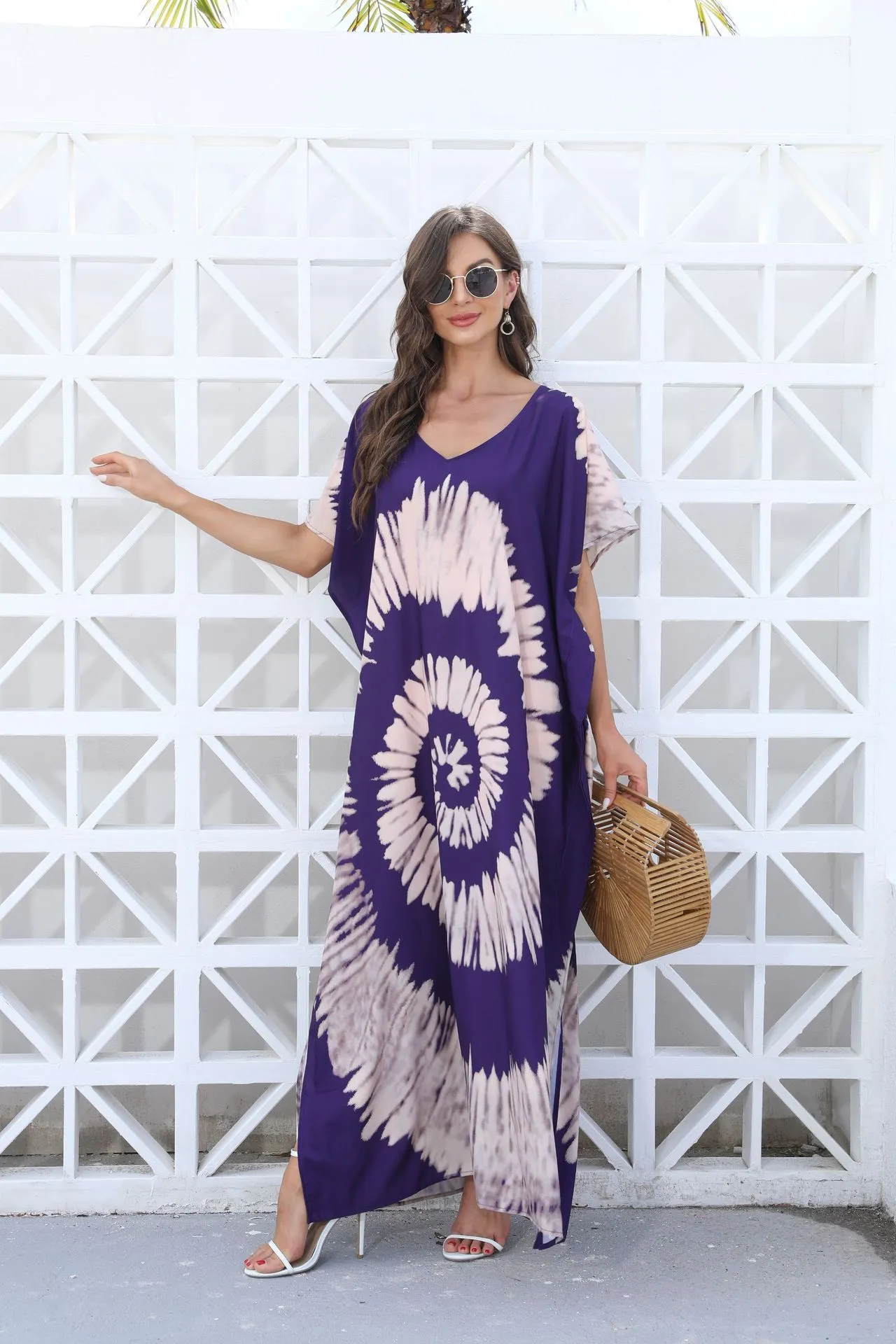 Casual Dresses Printed beach cover up vacation beach skirt bikini sun protection jacket, outer cover up