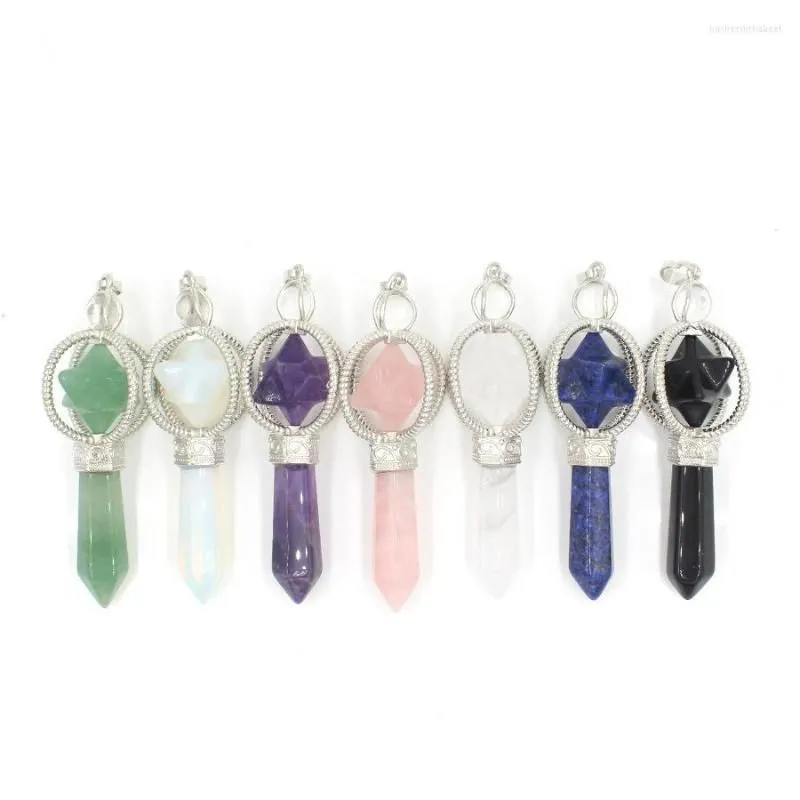 Pendant Necklaces Merkaba Divination Pendulum Reiki Healing Natural Quartz Stone Lapis Opal Purple Crystal Wicca Energy Spiritual