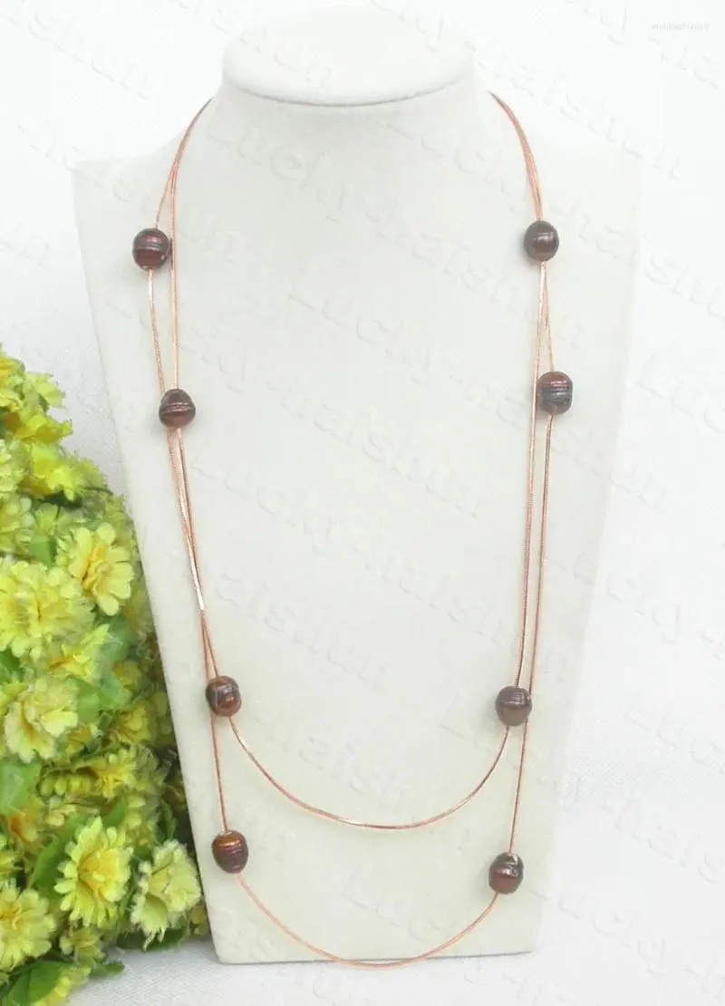 Chains JQHS Long 120cm 12mm Baroque Chain Rice Coffee Pearls Necklace C859 Pearl Halloween